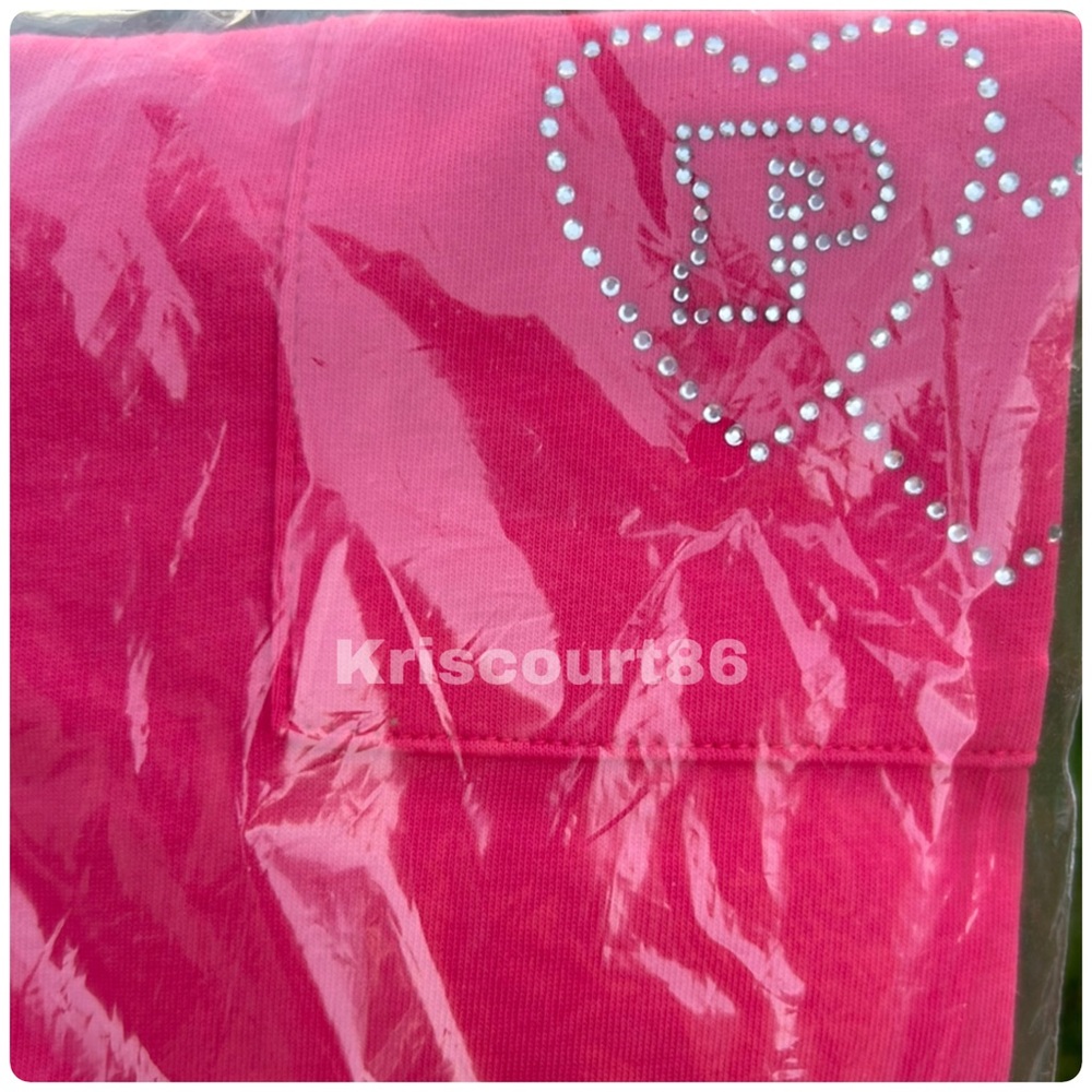VS PINK Rhinestone Double Hearts Cotton Tee XL NEW WITH TAGS - Picture 7 of 11